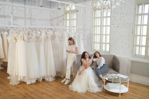 Sad bride crying, smitten, feeling low and depressed Stock Photos