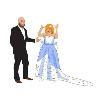 Sad bride gesturing and crying. Vector illustration Stock Illustration
