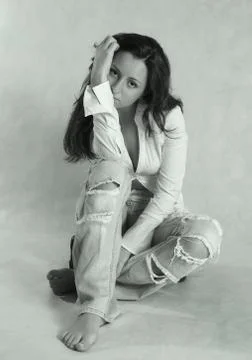 Sad brunette Stock Photos