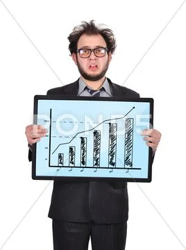 Sad businessman and chart Stock Photos