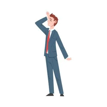 Sad Businessman Standing in Dramatic Pose, Unhappy Male Office Worker Character Stock Illustration