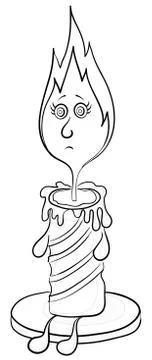 Sad candle, contours Stock Illustration