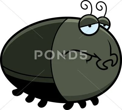 Sad cartoon beetle Stock Illustration