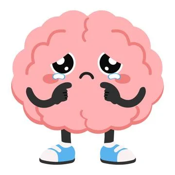 Sad Cartoon Brain Character Crying Emotionally イラスト素材