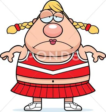 Sad cartoon cheerleader Stock Illustration