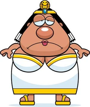 Sad Cartoon Cleopatra Stock Illustration