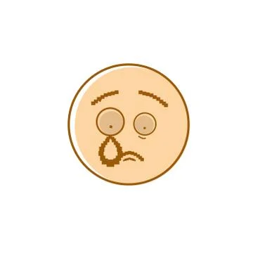 Sad Cartoon Face Crying Negative People Emotion Icon Stock Illustration