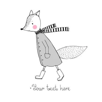 Sad cartoon fox Stock Illustration