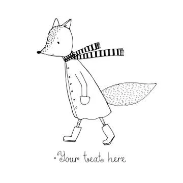 Sad cartoon fox Illustrazione stock