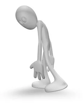 Sad cartoon guy on white background - 3d illustration Stock Illustration