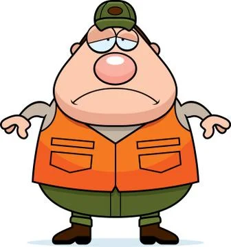 Sad Cartoon Hunter Stock Illustration