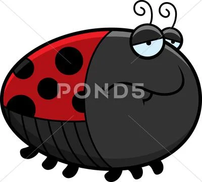 Sad cartoon ladybug Stock Illustration