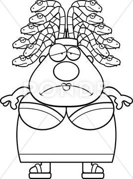 Sad Cartoon Medusa Stock Illustration