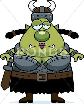 Sad cartoon orc Stock Illustration