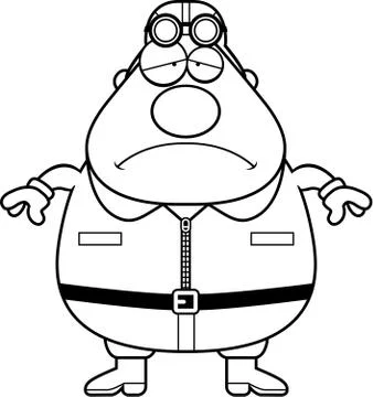 Sad Cartoon Pilot Stock Illustration