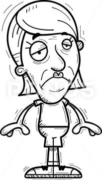Sad Cartoon Senior Citizen Stock Illustration