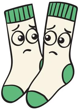 Sad Cartoon Socks with Expressive Faces Stock Illustration