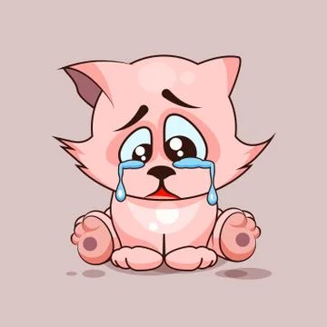 Sad cat crying Stock Illustration