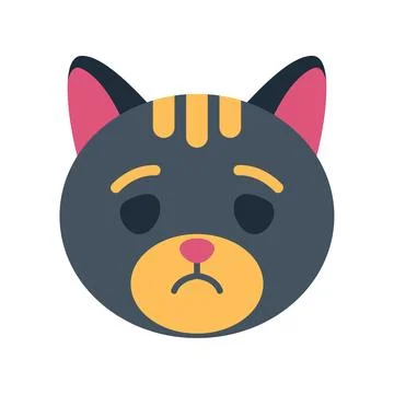 Sad cat face cartoon vector icon expressing unhappiness Stock Illustration