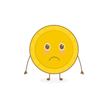 Sad character coin mascot vector. cartoon character illustration Stock Illustration