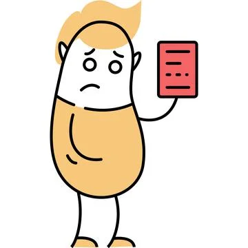 Sad character with mobile phone vector icon Stock Illustration
