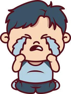 Sad Chibi Boy Crying Profuse Tears Illustration