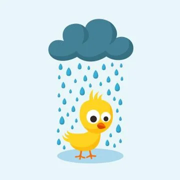Sad Chick in the Rain on Friday the 13th. Stock Illustration