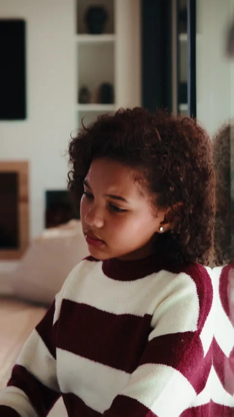 Sad, child and thinking at window in home with stress, abandoned and trauma from Stock Footage 335851741