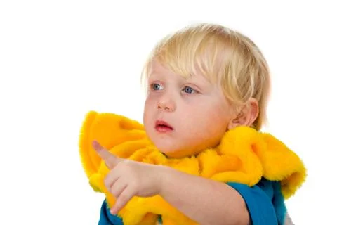 Sad child pointing Stock Photos