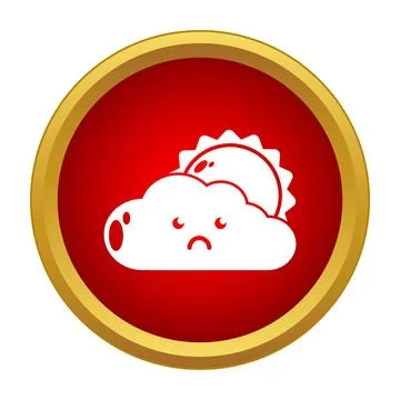 Sad cloud blocking sun weather forecast icon Stock Illustration