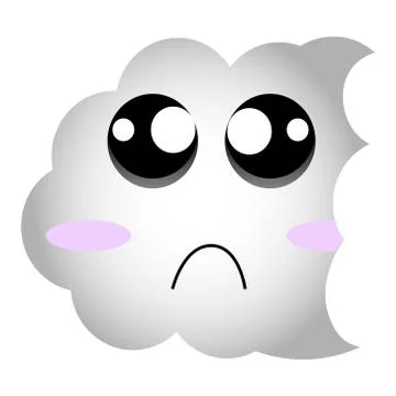 Sad cloud emoticon . Cute vector emoji. Editable sticker in eps10 Stock Illustration