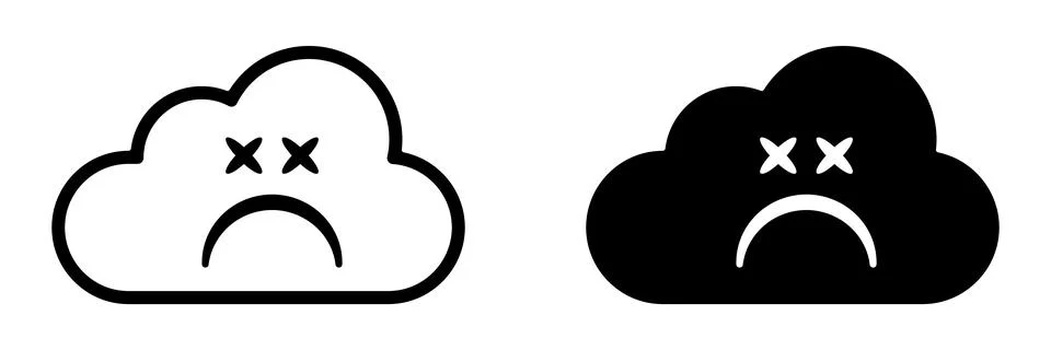 Sad cloud face icon. Bad internet connection symbol Stock Illustration