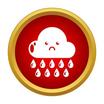 Sad cloud raining with drop droplets icon Stock Illustration