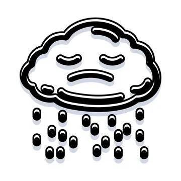 Sad cloud raining tears concept illustration Stock Illustration
