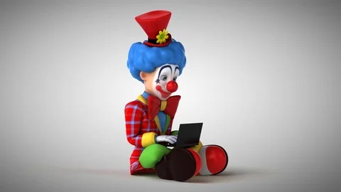 Sad clown coding - 3D Animation Stock Footage 83427517