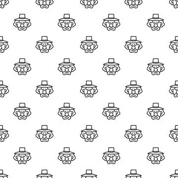 Sad clown face repeating outline pattern Stock Illustration