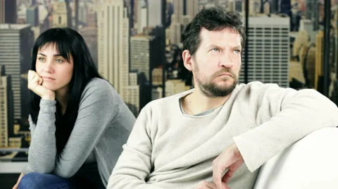 Sad couple at home not talking to each other Stock Footage 45893093