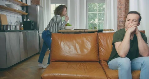 Sad couple not talking to each other after quarrel. Stock Footage 114116327