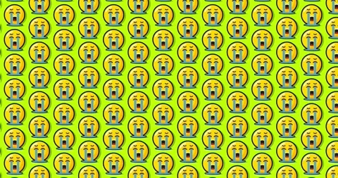 Sad crying emoji animated Loopable motion graphics pattern background on pa.. 스톡 동영상 224360422