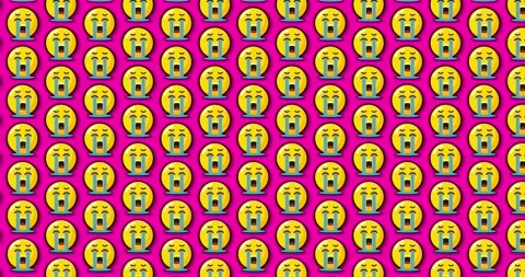 Sad crying emoji animated tile Loopable motion graphics pattern background .. 스톡 동영상 224360369
