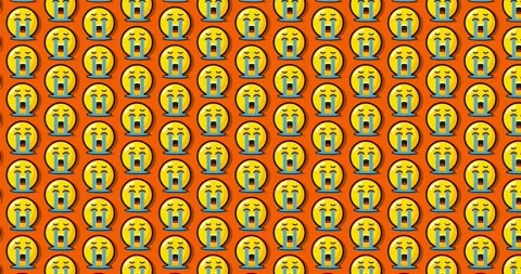 Sad crying emoji animated tile Loopable motion graphics pattern background .. Stock Footage 224360396