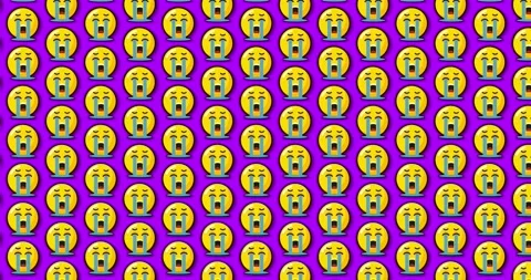 Sad crying emoji animated tile Loopable motion graphics pattern background .. Stock Footage 224360399