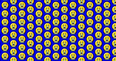 Sad crying emoji animated tile Loopable motion graphics pattern background .. Stock-Footage 224360701