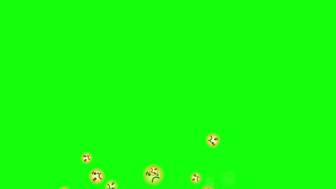Sad Crying Emoji Facial Expression Floating on Green Background Stock Footage 244205576