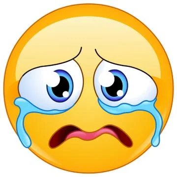 Sad crying emoticon Stock Illustration