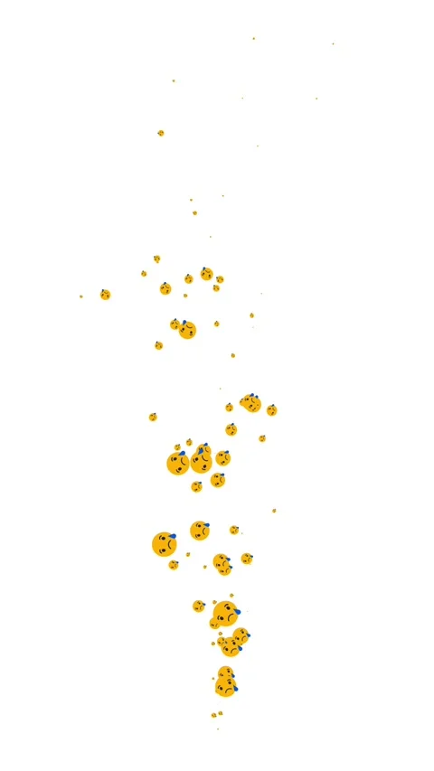 Sad crying face emoji reaction icons floating upward like bubbles on clean .. Stock-Footage 346293831
