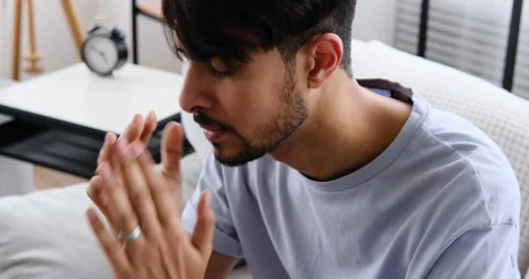 Sad crying man suffering with depression Video stock 168200043