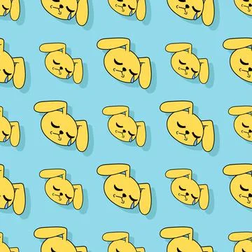 Sad crying rabbit seamless repeat pattern. background illustration Stock Illustration