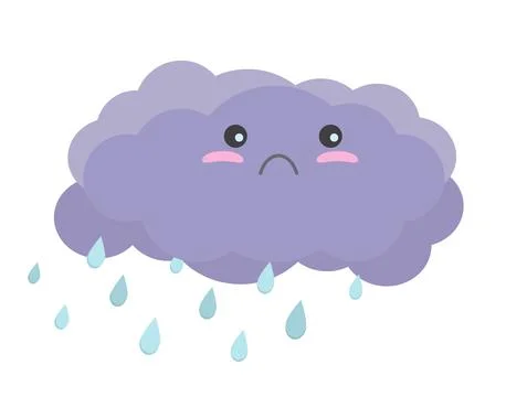 Sad cute raining cloud Stock Illustration
