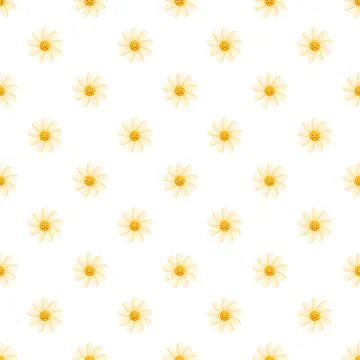 Sad daisy flower cartoon face seamless pattern 스톡 일러스트